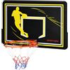 Canestro Basket per Bambini e Adulti da Indoor e Outdoor in Acciaio e PE, 110x90x70 cm, Nero e Giallo