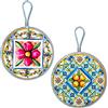 moorg Piatto Ceramica Decorato da Appendere Set da 2, Decorazioni Cucina da Appendere con Gancetto, Stile Piastrelle Siciliane Maiolica, Piatti da Parete 16x 16 cm con Retro in Sughero