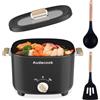 Audecook Hot Pot Elettriche 2.5L, Portatile Mini Antiaderente Pentola Elettrica per 1-3 Persone, Padella Elettrica Multifunzionale di Doppio Controllo per Pasta/Zuppa/Uova/Bistecca(Nero)