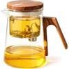 GBKDQQ Magic - Teiera in vetro con colino, 700 ml, per tè sfuso, con coperchio magnetico, in vetro borosilicato, servizio da tè, con manico obliquo, teiera, per casa e ufficio