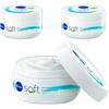 Nivea Soft 200 ml Crema idratante corpo viso mani multiuso con Vitamina E e Olio di Jojoba 3pz