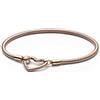 PANDORA Bracciale Moments in maglia snake placcato in oro rosa 14 carati con chiusura a cuore, 16