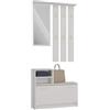 CDF Mobile Ingresso Set Guardaroba con Specchio Appendiabiti 6 Ganci Scarpiera Portascarpe 9 Paia Salvaspazio 85 x 24 x 180 cm Cashmere Beige Arredo Entrata Parete Casa Moderno Slim Attaccapanni Muro