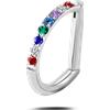 NovaNavel Piercing orecchio/naso/bocca semicerchio arcobaleno in argento