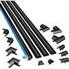 D-Line Canalina Passacavi 30x15mm Multipack 4m, Profilo Semicircolare, Copricavi Autoadesivo, Gestione Cavi Verniciabile - 4x 30mm (L) x 15mm (H) x 1 Metro Lunghezze con Accessori - Nero