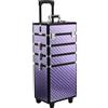 Homcom Trolley per Make Up Professionale in Alluminio Viola con Valigetta Removibile 33.5 x 23 x 76/95.5cm|Aosom