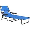 Outsunny Sdraio da Giardino Pieghevole con Schienale Regolabile, Cuscino e Foro per Viso, Blu Scuro|Aosom