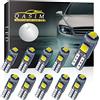 Qasim 10 lampadine LED T5 W3W a cuneo con attacco Twist Lock Socket 74 70 37 17 2721 PC74 PC37 per luci di cruscotto, pannello strumenti, cluster di misurazione, interni auto (bianco)