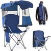 VEVOR Sedia da Campeggio Pieghevole con Tettuccio da Esterno, Sedia Pieghevole per Attività all'Aperto Viaggio Spiaggia Pesca Escursionismo Carico max. 150 kg, Portabicchieri, Colore Blu Scuro