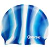 Okeo Cuffia Piscina Donna e Uomo in Silicone - Cuffia Nuoto Multilines Arancione, Elastica e Impermeabile