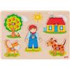 goki 57306 - Puzzle a Incastro, Gatto e Cane, Puzzle con Manici in Legno per Bambini