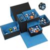 Jaffzora Dice Tray & Dice Roller Tower, Magnetic Dice Storage Box for Rolling, 3 in 1 Leather Dice Organizer Holder Fits for Dungeons & Dragons, MTG DM and Player, Black & Blue