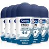 Sanex, deodorante da uomo roll-on con controllo attivo della pelle, 50 ml, confezione da 6