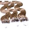 Hair2Heart 25 x 0.5g Microring Loop Extension Capelli Veri - 60cm - Ondulato, Colore #14 marrone caramello