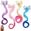 SRTSTR 4 Pezzi Capelli Colorate Con Forcina Extension Capelli Clip Finti Riccioli Ragazza Parrucca Capelli Accessori Colori Sfumati Fiocco Forcina per Feste Compleanno Trucco Quotidiano (4 Colori)
