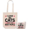 La Ruotante Set borsa tote shopper e pochette per appassionati di gatti idea regalo (love-cats-people)