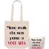 La Ruotante Set borsa tote shopper e pochette con frasi sarcastiche idea regalo (menomale-voce)