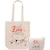 La Ruotante Set borsa tote shopper e pochette per appassionati di gatti idea regalo (live-meow)