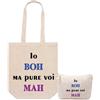 La Ruotante Set borsa tote shopper e pochette con frasi sarcastiche idea regalo (boh-mah)