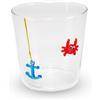 WD LifeStyle Bicchiere Vetro Borosilicato Cc 250 ml Decoro Granchio con Ancora