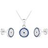 MYSTIC JEWELS - Set di gioielli in argento sterling 925 - Occhio turco con zirconi - Ciondolo con catena e orecchini in argento sterling bagno rodiato