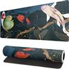 Brecoy Tappetino per mouse da gioco giapponese XL - grande tappetino per mouse esteso con bordi cuciti 3 mm di spessore, base in gomma antiscivolo, 80 x 30 cm - Koi Fish Art