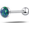 NovaNavel Piercing lingua ovale grande verde opale in argento