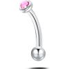 NovaNavel Piercing sopracciglio/orecchio pietra rosa in argento