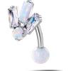 NovaNavel Piercing ombelico floating costellazione bianco opale in argento