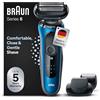 Braun Series 6 - Rasoio elettrico da uomo, con attacco EasyClick, rasoio elettrico e tagliabarba, SensoFlex, Wet & Dry, ricaricabile e senza fili, 61-B1500s blu