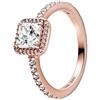 PANDORA Timeless Anello Elegance placcato in oro rosa 14 k con zirconi cubici trasparenti, 48