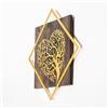Wallity Elegante accessorio decorativo da parete in legno, 54 x 54 cm, noce e oro, 50% legno (3 cm) e 50% metallo (1,5 mm) | Montaggio a parete, Unique Texture Variations