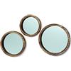 Nagina International The Rustic Boho Chic Porthole Mirror Trio, Set of 3-10, 12 and 13 ¾-Inches Diameter, Glass and Sustainable Wood, By Whole House Worlds