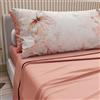 PETTI Artigiani Italiani - Lenzuola in Cotone con Federe in Stampa Digitale, Lenzuolo Una Piazza e Mezza Francese, Completo Letto Fantasia Floreale 11 Salmone, 100% Made in Italy