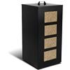 VOUNOT® Porta Pellet da Interno in Metallo con Ruote da 45 kg, Contenitore Pellet con Setaccio Rimovibile e 4 Indicatori Trasparenti di Livello, Scatola per Stufa a Pellet, 36×36×76 cm, Nero