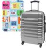 WELL HOME MOBILIARIO & DECORACIÓN Set di valigie 64 x 45 x 28 cm con custodia protettiva 'City Plates', multicolore, Valigie con 4 ruote e custodia protettiva