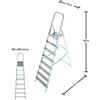 COLOMBO NEW SCAL S.P.A. Scala alluminio, 8 gradini, portata 150 kg, antiscivolo, maniglione sicurezza, 56x140x233 cm, Silver