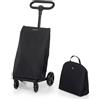 FOPPA PEDRETTI S.P.A. Foppapedretti Go Go Carrello Spesa, Black, Sacca Impermeabile 46 L, Borsa Termica 8 L, Manubrio Regolabile, Ruote Piroettanti