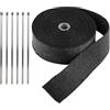 LKRXW Benda Termica Scarico per Auto Isolante per Collettori Moto Fibra Vetro Fascia Termico Scarico Nastro Termiche Protettivo Calore Resistente Nero 5CM X 5M Con 6 Fascette