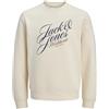 JACK & JONES Jorinwood Sweat Crew Neck Fst, Bianco Antico, XL