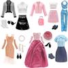 YITULOU Abbigliamento Compatibile con Barbie Abbigliamento, include abito rosa, 5 set moda, 6 paia scarpe, valigia, collana perline, orecchini perle e occhiali