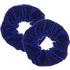 Leirinik Velvet Scrunchie blu 2 pezzi - 14 cm - elastici per capelli di alta qualità in 100% poliestere - effetto velluto per donne e ragazze - tutti i tipi di capelli - delicato sui capelli
