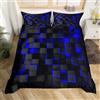 Homemissing Set di biancheria da letto con copripiumino blu e nero, per letto matrimoniale, motivo geometrico chiaro, per bambini, ragazzi e ragazze, set copripiumino in stile moderno