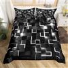 Homemissing Set di biancheria da letto grigio e nero, per letto singolo, motivo geometrico chiaro, per bambini, ragazzi e ragazze, set copripiumino in stile moderno