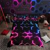 Homemissing Geometrica Rosso Blu Nero Stampa Esagonale Bambini, ragazzi, adolescenti Decorative Honeycomb Copripiumini Cerniera Set Copripiumino 135x200cm