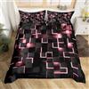 Homemissing Set di biancheria da letto con copripiumino rosa e nero per letto singolo, motivo geometrico chiaro, per bambini, ragazzi e ragazze, decorazione, set copripiumino stile moderno, copriletto