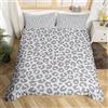 Homemissing Leopardo Set Copripiumino 135x200cm argento grigio Copripiumone Morbido leopardo stampa leopardo per bambini Copripiumini della camera da letto di pelle animale a tema africano