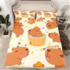 Homemissing Set di biancheria da letto con angoli Capybara marrone con motivo a fumetti Capybara Set di lenzuola per bambini ragazzi ragazze floreale Capybaras copriletto Decor camera in microfibra set letto mat