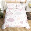 Homemissing Set di biancheria da letto carino arcobaleno set di biancheria da letto a strisce colorate per bambini ragazzi ragazze stelle cuore amore decorazione trapunta set microfibra copriletto copertura natu