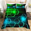 Homemissing Set di biancheria da letto a nido d'ape, per bambini, ragazzi e ragazze, con copripiumino geometrico a forma di alveare, matrimoniale, decorazione per camera da letto